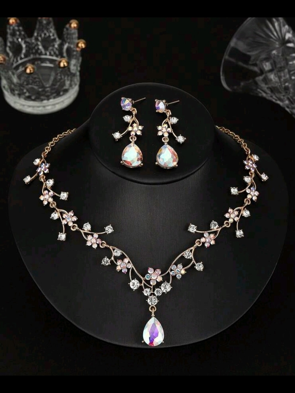 Teardrop Crystal Floral Set Made In Swarovski Elements Bridal Set/ Prom Jewlery